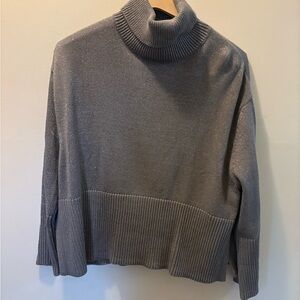 GAP Sparkled Gray Cowl Neck Sweater with Ribbed Details